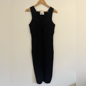 Heartloom Black V-Neck Knot-Front Midi Dress